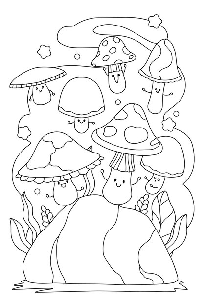 手描きかわいい塗り絵イラスト