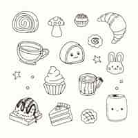 Free vector hand drawn kawaii coloring book illustration