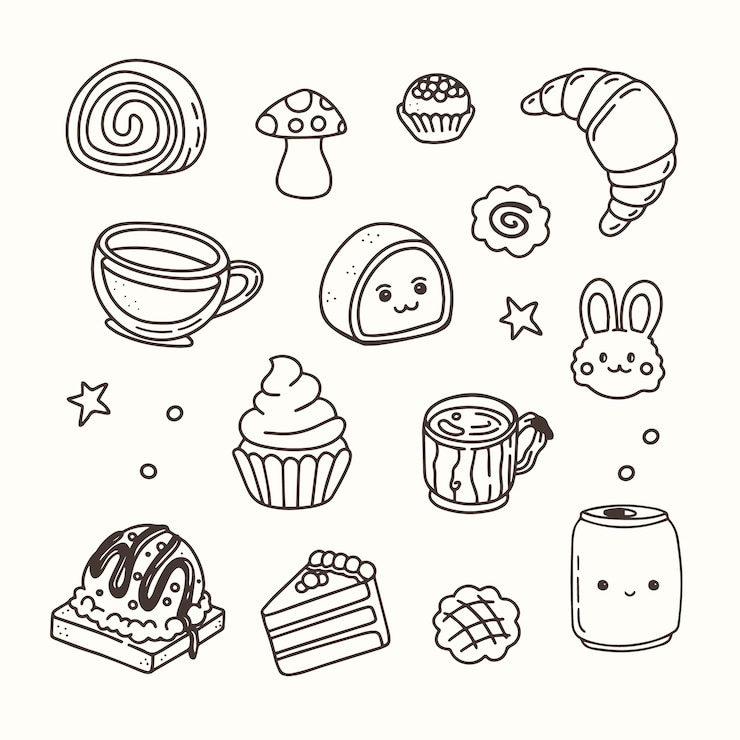 Free Vector hand drawn kawaii coloring book illustration