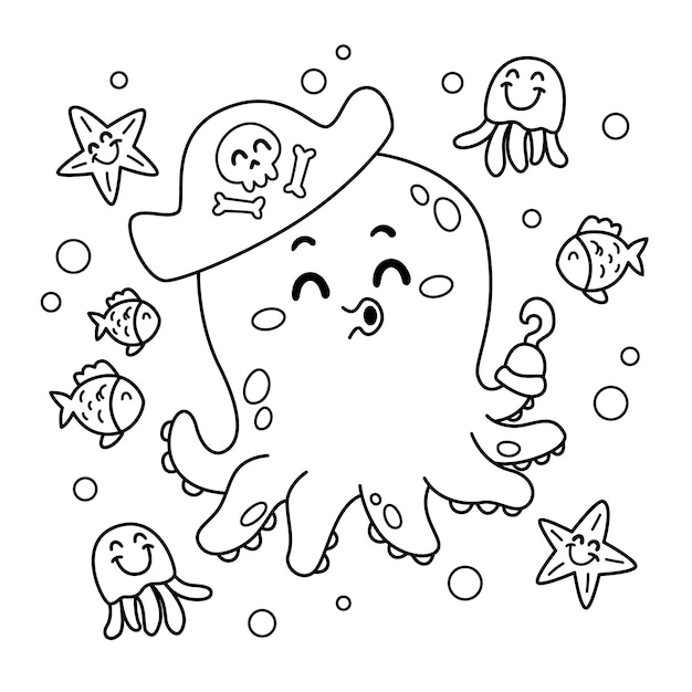 Free vector hand drawn kawaii coloring book illustration