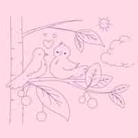 Бесплатное векторное изображение Нарисованная рукой книжка-раскраска каваи