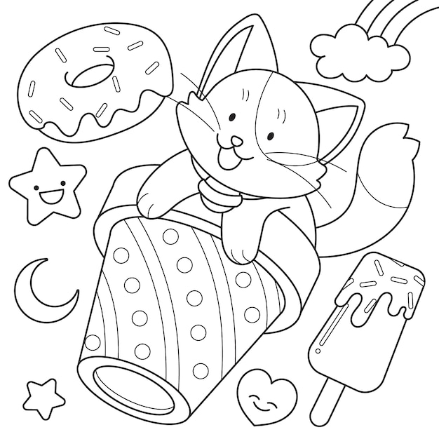 Colorido finalizado do E-book (PDF) Desenhos Kawaii para Colorir Dispo