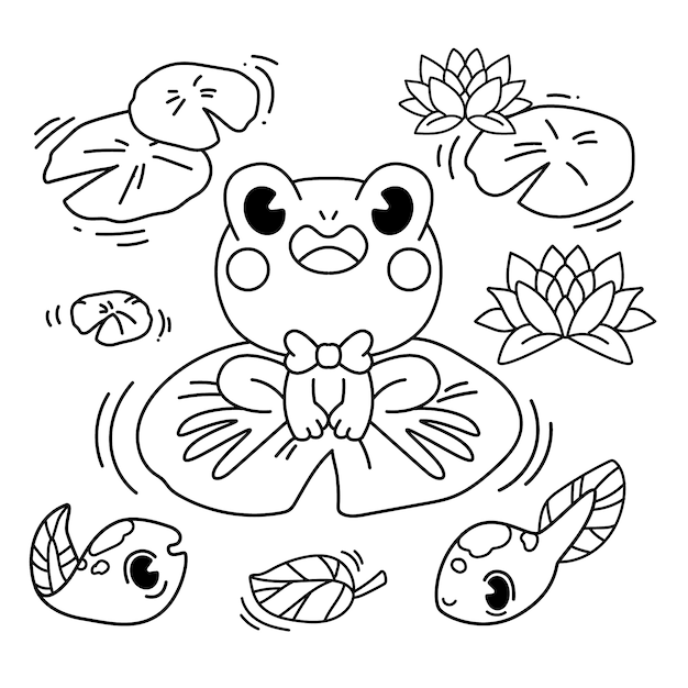 Free vector hand drawn kawaii coloring book illustration