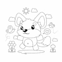 無料ベクター 手描きかわいい塗り絵イラスト