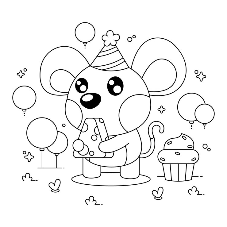 無料Vector 手描きかわいい塗り絵イラスト