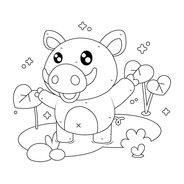 Free vector hand drawn kawaii coloring book illustration