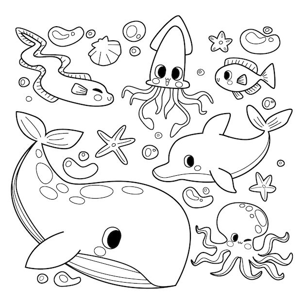 Free vector hand drawn kawaii coloring book illustration