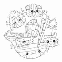 Free vector hand drawn kawaii coloring book illustration