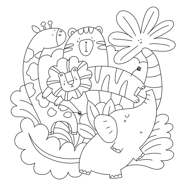 手描きのカワイイカラーリングブックイラスト