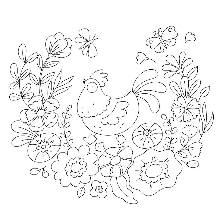 無料Vector 手描きかわいい塗り絵イラスト