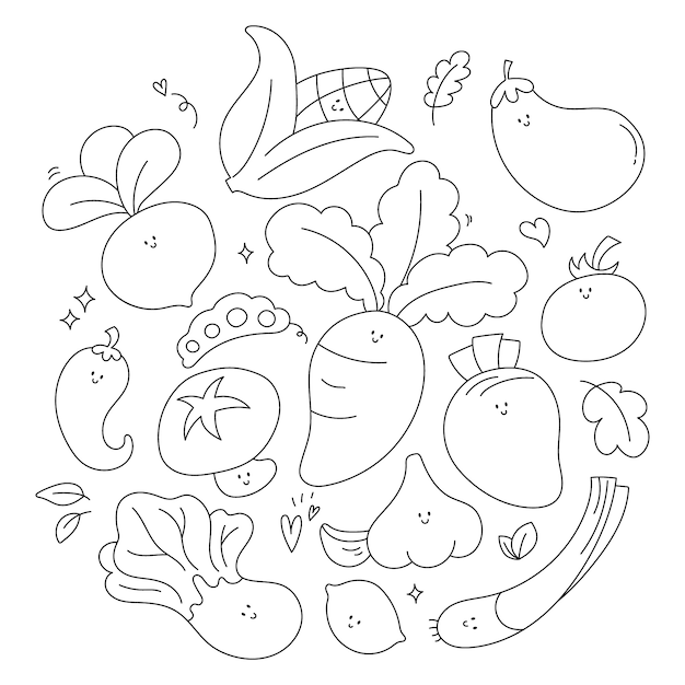 Free vector hand drawn kawaii coloring book illustration