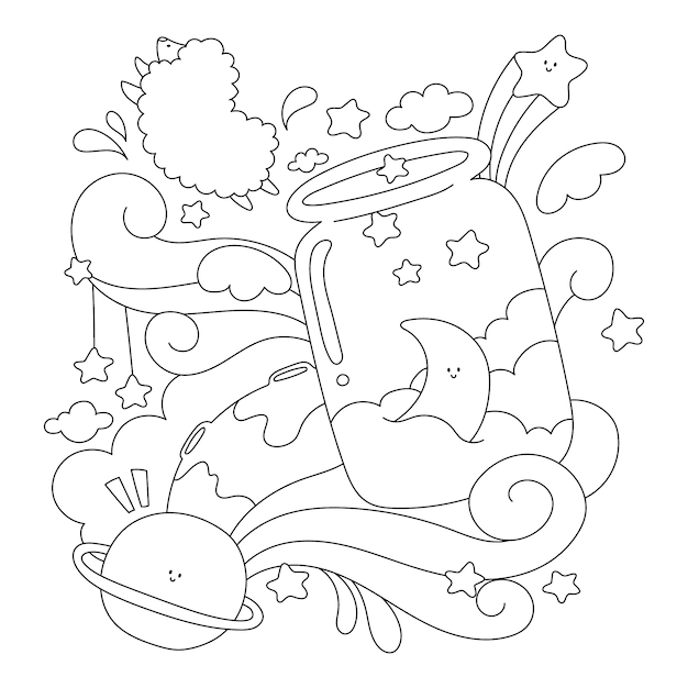 Free vector hand drawn kawaii coloring book illustration