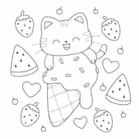 Free vector hand drawn kawaii coloring book illustration