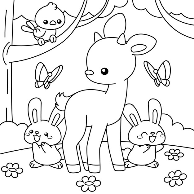 손으로 그린 가와이이 색칠하기 책 그림
