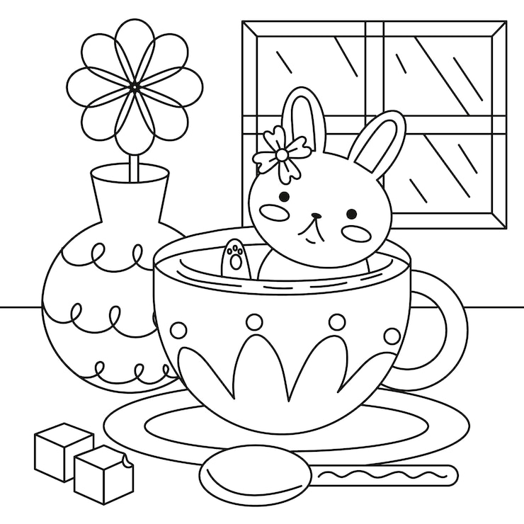 Free Vector hand drawn kawaii coloring book illustration
