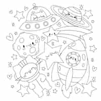 Free vector hand drawn kawaii coloring book illustration