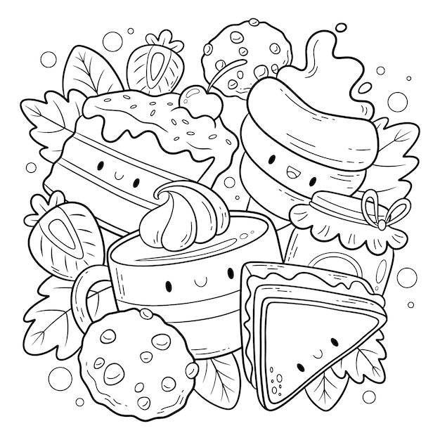 Free Vector  Hand drawn kawaii coloring book illustration