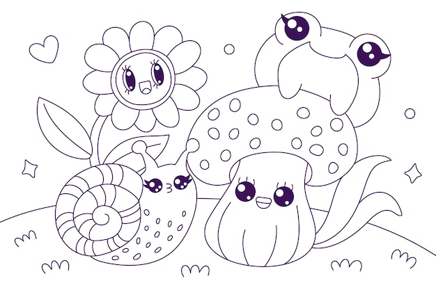 手描きのかわいい塗り絵