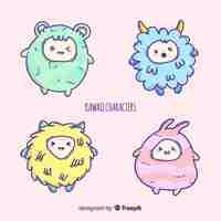 Free vector hand drawn kawaii disguised characters collection