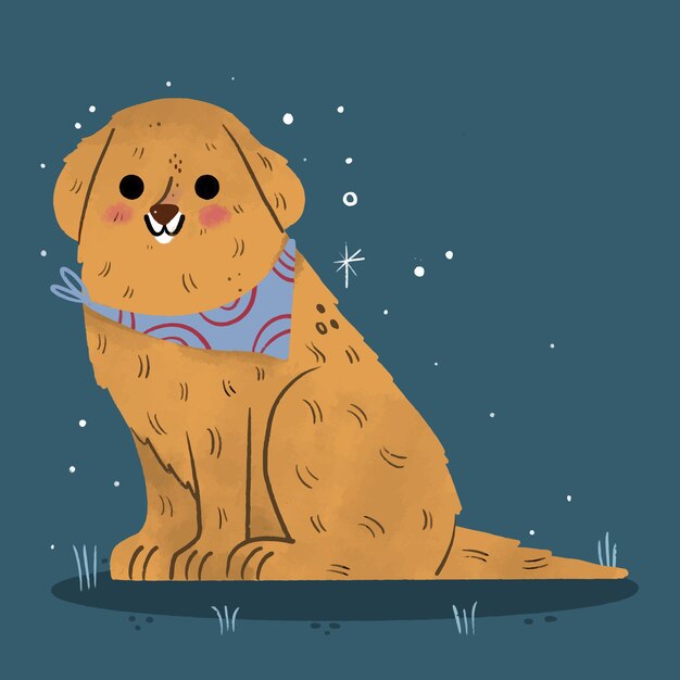 Hand drawn kawaii dog illustration