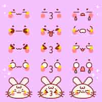 Free vector hand drawn kawaii face collection