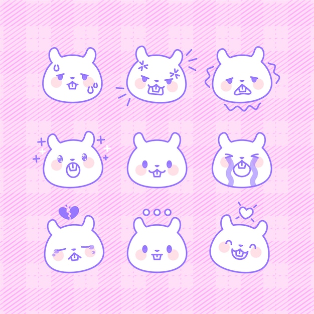 Free vector hand drawn kawaii face collection