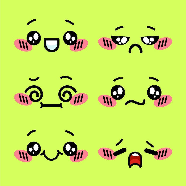 무료 Vector 손으로 그린 귀여운 얼굴 컬렉션