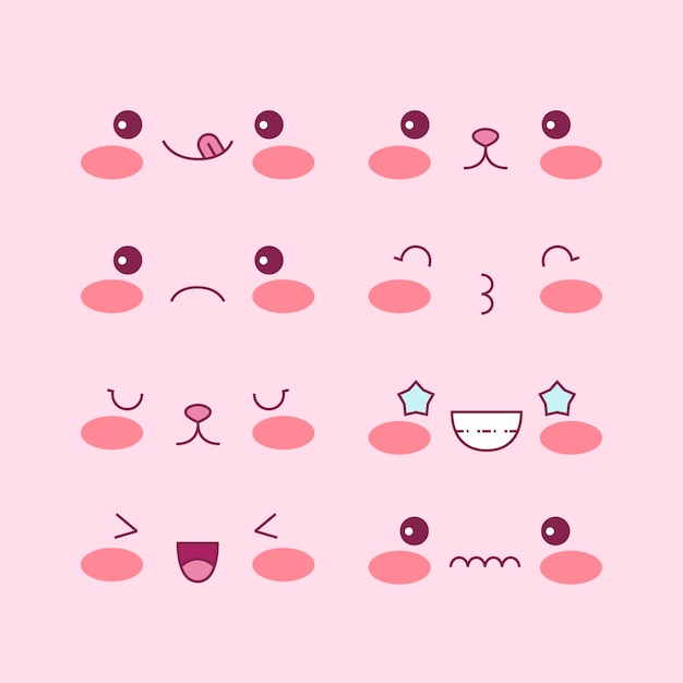 Free vector hand drawn kawaii face collection