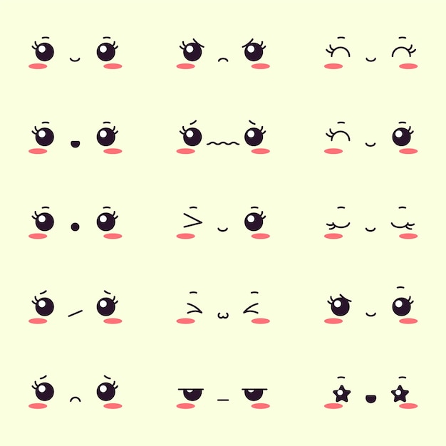 Free Vector | Hand drawn kawaii face collection