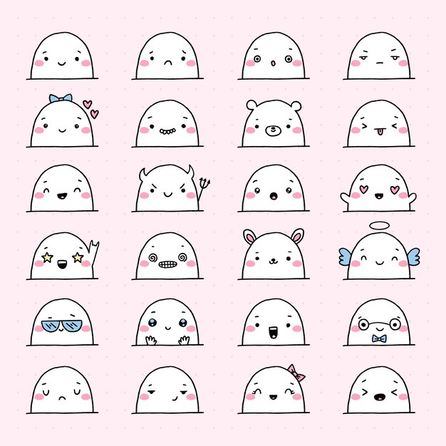 손으로 그린 귀여운 얼굴 컬렉션