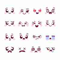 Free vector hand drawn kawaii face collection