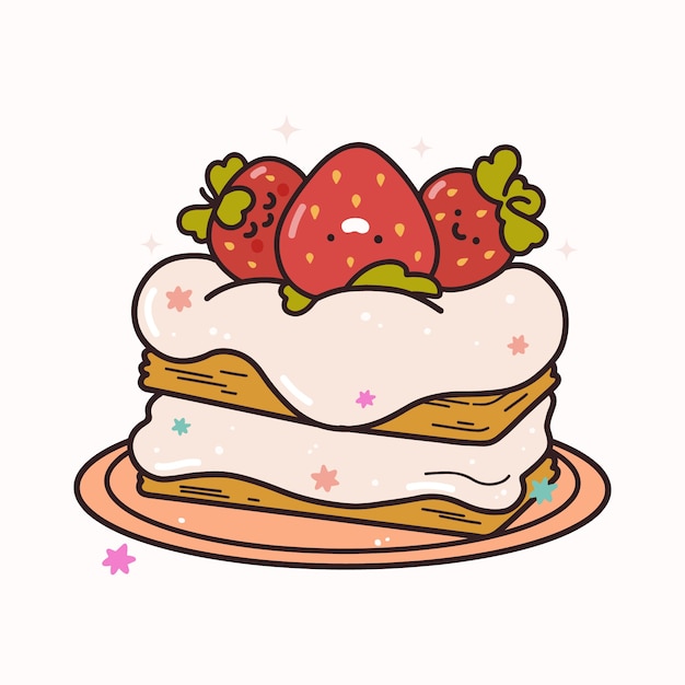 Hand drawn kawaii food collection