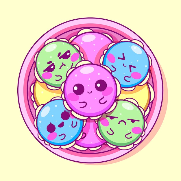 Free vector hand drawn kawaii food collection