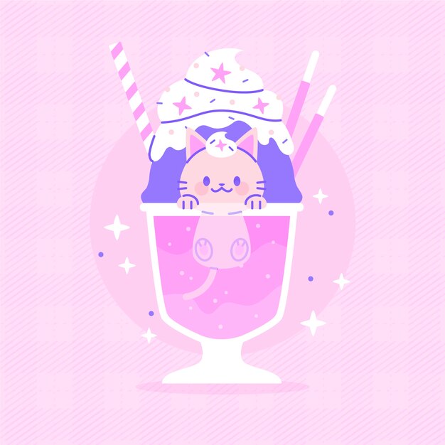 Collezione di cibo kawaii disegnata a mano