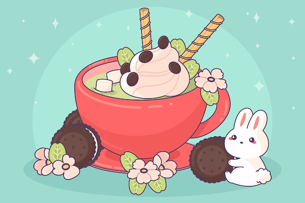 Free vector hand drawn kawaii food illustration