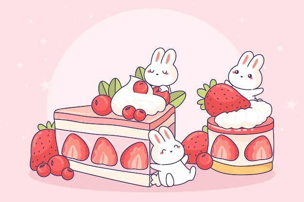 Free vector hand drawn kawaii food illustration