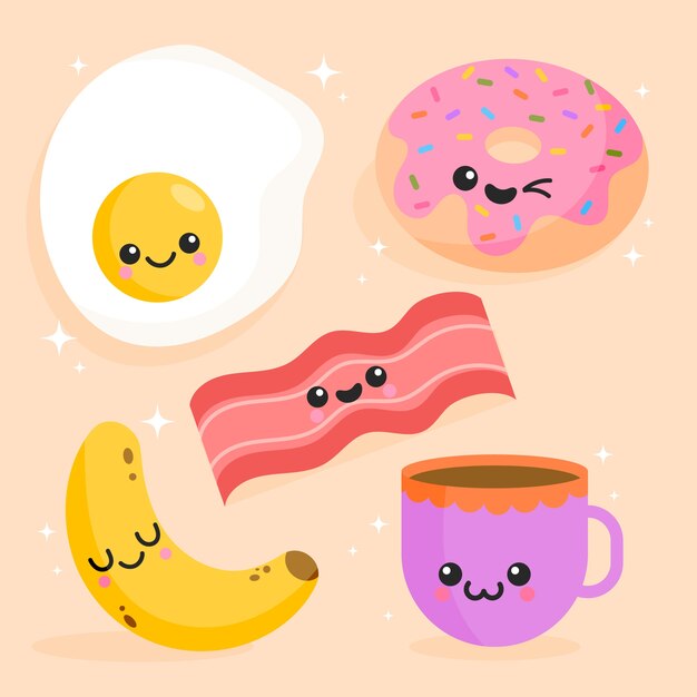 손으로 그린 가와이이 음식 그림