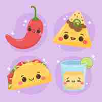 Free vector hand drawn kawaii food illustrations