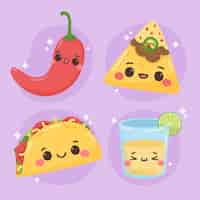 Free vector hand drawn kawaii food illustrations