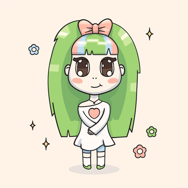 手描きのかわいい女の子のイラスト