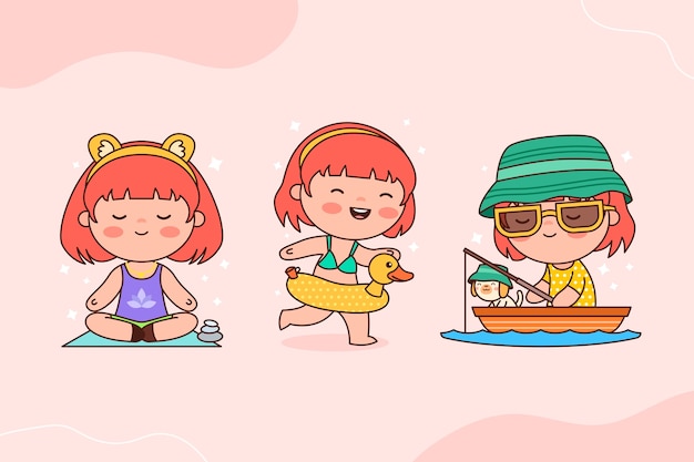 Free vector hand drawn kawaii girl illustration