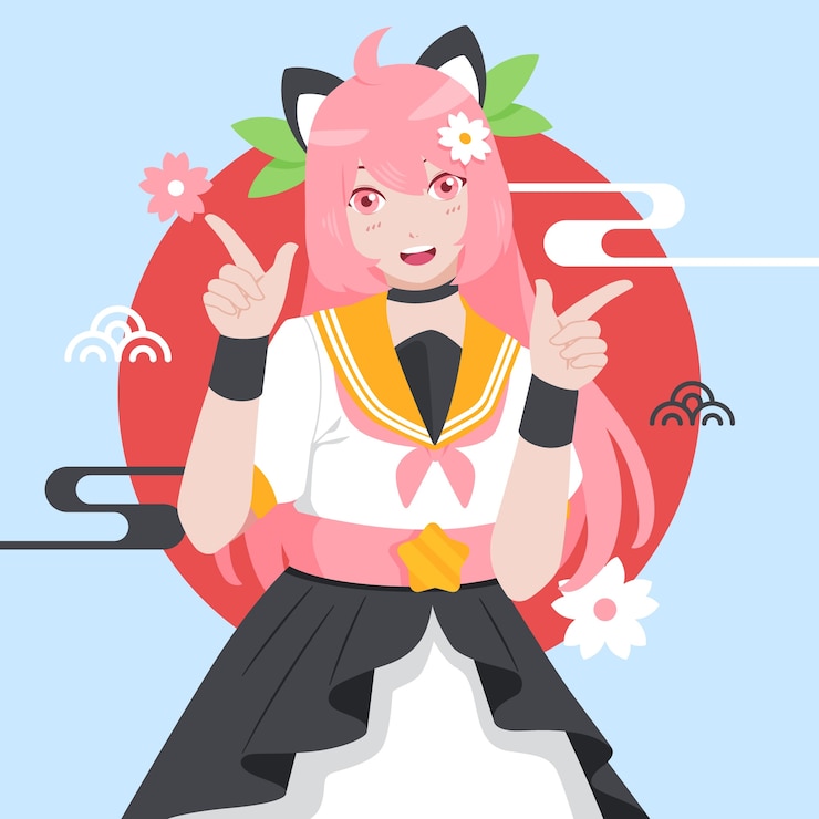 無料Vector 手描きのかわいい女の子のイラスト