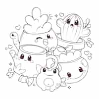 Free vector hand drawn kawaii illustration