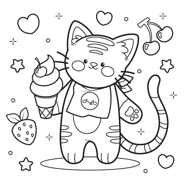 Free vector hand drawn kawaii illustration