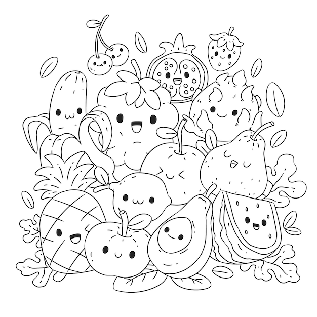 Hand drawn kawaii illustration