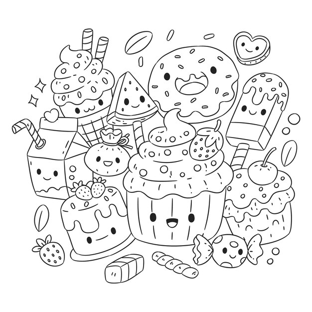 Hand drawn kawaii illustration