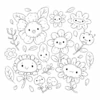 無料ベクター 手描きのかわいいイラスト