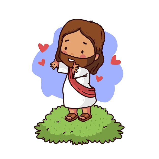 Hand drawn kawaii jesus  illustration