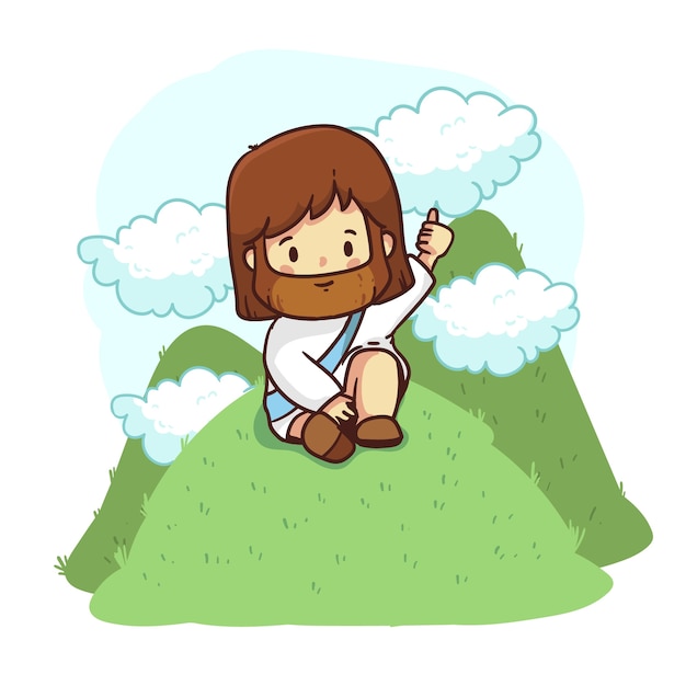 Hand drawn kawaii jesus illustration