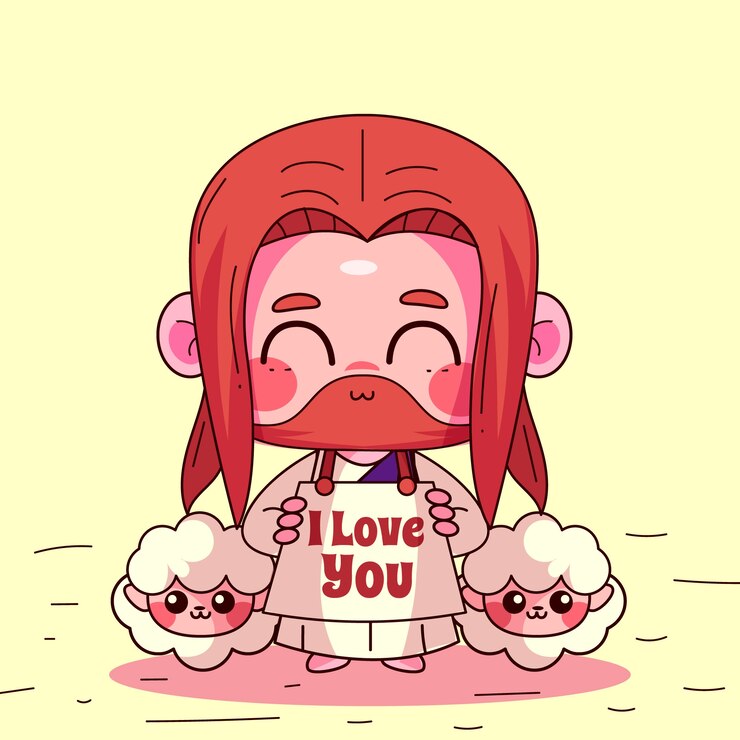 무료 Vector 손으로 그린 가와이이 예수 그림